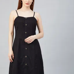 Marie Claire Black A-Line Cotton Dress-image-78
