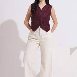 Fashfun Women Cinched Waist Lace Top-image-38