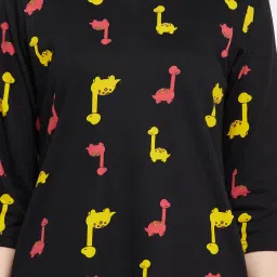 Clovia Black Printed Short Nighty image 5