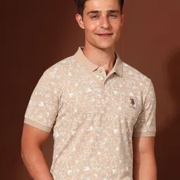 U.S. Polo Assn. Men Floral Printed Polo Collar Cotton Slim Fit T-shirt-picture-40