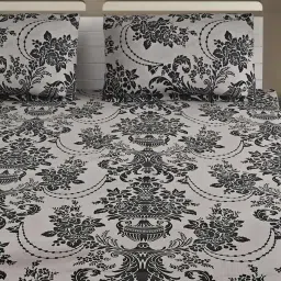 Swayam Sparkle Floral Black & White 120 TC Cotton Blend King Bedsheet with 2 Pillow Covers image 3