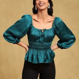 Label Ritu Kumar Teal Regular Fit Top-picture-6