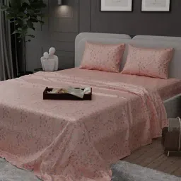 Stoa Paris Elegance Peach Polyester 300 TC Sateen King Size Bed Sheet With 2 Pillow Covers-picture-14