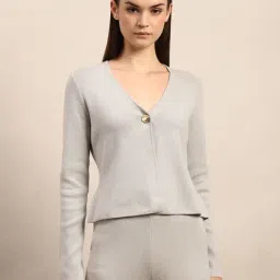 Vero Moda Grey Cela Knitted Regular Fit Cardigan-image-3
