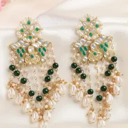 Karatcart Gold-Tone Plated Green Earrings for Women-image-68