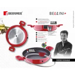 Bergner Bellini Plus Red Pressed Aluminium Kadai with Lid (28 cm, 4500 ml) - Set of 1 image 4