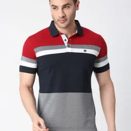 Dragon Hill Red & Grey Colour-Block Slim Fit Polo T-Shirt-picture-15