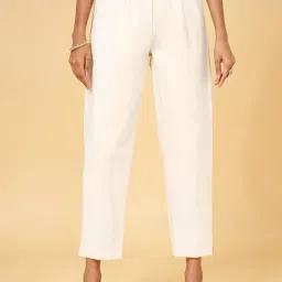 Rangmanch by Pantaloons Off-White Cotton Solid Pants-picture-38