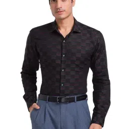 Park Avenue Black Cotton Slim Fit Printed Shirt-image-32