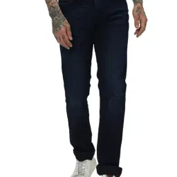 Mufti Dark Indigo Blue Regular Fit Lightly Washed Jeans-image-0