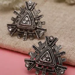 Karatcart Oxidised Silver Stud Earring for Women-image-18