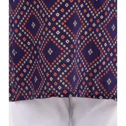 Ahhaaaa Kids Navy & White Cotton Printed Kurta Set image 5