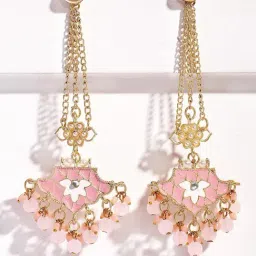 Karatcart Gold-Tone Plated Pink Earrings for Women-picture-39