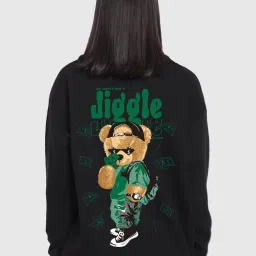 Bewakoof Black Fleece Graphic Print Pullover image 2