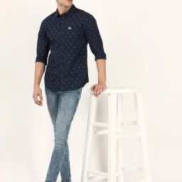 Wrangler Navy Regular Fit Printed Shirt image 5