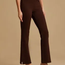 Kazo Brown Plain Jeggings image 3