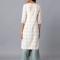 W Birch White Printed Straight Kurta image 2