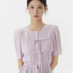 Roem Purple Regular Fit Ribbon Blouse-picture-18