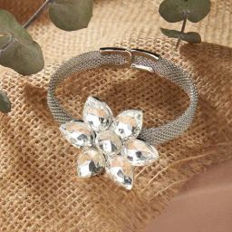 Zaveri Pearls Silver Tone Flower Shape Dazzling Stones Contemporary Classic Bracelet - ZPFK12929-picture-37