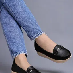 Shoetopia Kids Black Wedge Loafers-picture-39