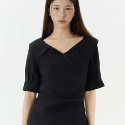 Roem Black Regular Fit Wrap Blouse-picture-14