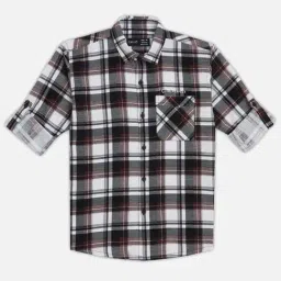 Cavio Boys Multicolour Checks Full Sleeves Shirts image 3