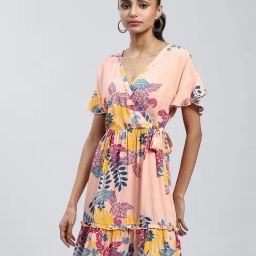 Label Ritu Kumar Pink Printed Wrap Dress-picture-11