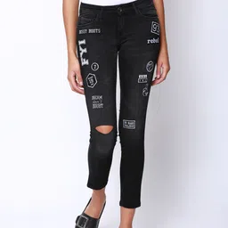 Tokyo Talkies Women Black Skinny Fit Mid-Rise Slash Knee Stretchable Jeans-picture-28