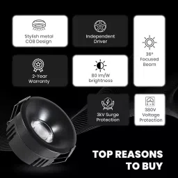 Havells 7 W Crysta Deco LED COB Light Matt Black 3000 K 55 mm Cut Out Diameter and 45 mm Height, LHEEBEPBUE1H007 image 3