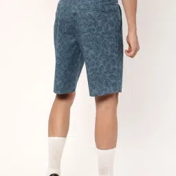 R&B Teal Cotton Regular Fit Floral Print Shorts image 2