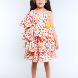 Pink Chick Print One Shoulder Fit & Flare Dress-picture-13