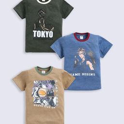 Here&Now X Game Begins Boys Assorted Set of 3 Printed T-shirts-picture-22