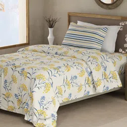 Boutique Living India Valatia White Printed Cotton 200TC Single Bedsheet Set 2.24m x 1.52m-picture-17