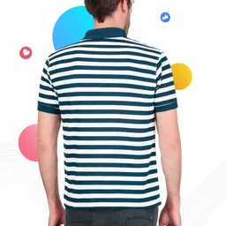 BAESD Men Striped Polo Collar Cotton T-shirt image 4
