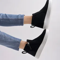 Shoetopia Women Black Solid Regular Boots-image-52