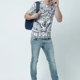 Huetrap Men White & Black Printed Round Neck T-shirt-picture-34