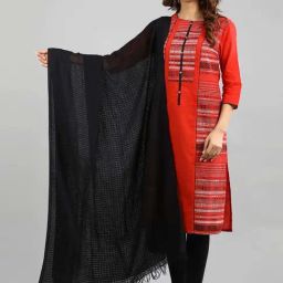 Aurelia Black Cotton Chequered Dupatta-picture-28