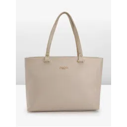 Carlton London Women Cream Crocodile-Textured Tote Bag with Gold Branding-picture-28