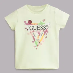 Guess Half Sleeves Triangle & Heart Printed Tee - Mint Green-picture-18