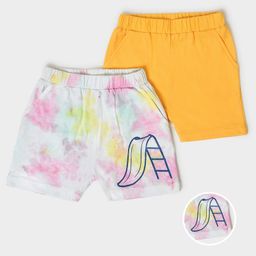 Mi Arcus  Cotton Tie & Dye & Solid Shorts Pack of 2 Yellow & Multi Color-picture-22