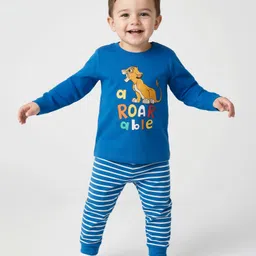 Babyhug Disney Single Jersey Knit Full Sleeves Night Suit With Lion King Graphics - Navy Blue-picture-22