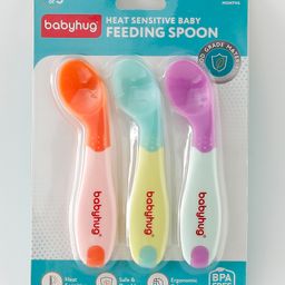 Babyhug Heat Sensitive Baby Feeding Spoon Pack of 3 - Orange Light Blue & Purple-picture-14
