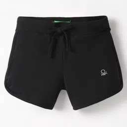 UCB Knit Knee Length Solid Color Shorts with Brand Logo - Black-picture-29