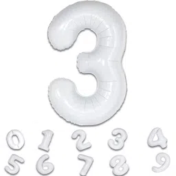 decor mantra Décor Mantra 32 Inch Number Foil Balloon 3 For birthday Decorations Items-White Color-Pack of 1-picture-36