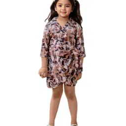 Cutiediva Muslin Woven Three Fourth Sleeves Floral Printed Jumpsuit - Brown-picture-11