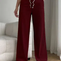 RAJOVATI Women High-Rise Loose Fit Bootcut Trousers-image-63