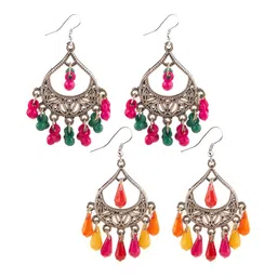 Creative Frogs Set Of 2 Silver-Plated Artificial Beaded Crescent Shaped Drop Earrings-image-88