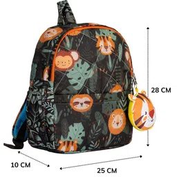 Rosada Jungle Printed Backpack for Kids With Matching Keychain hanging, Waterproof Trendy and Spacious Kids Backpack, Stylish Bag for Kids - Small(10 Inches) image 2