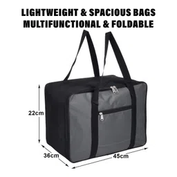 Kuber Industries Underbed Storage BagRexine Blanket CoverLightweight Storage BagFoldable Razai BagZipper Storage Bag For Clothes with HandleSmall,Gray & Black, image 3