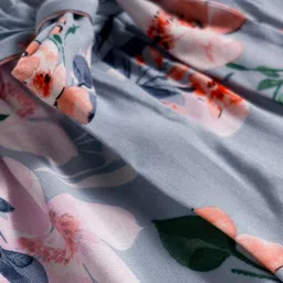 CrayonFlakes Rayon Woven Floral Printed Belted Palazzo - Blue image 4